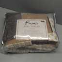 Finlonte 100% Cotton Queen Quilt Set, Farmhouse Plaid Queen Quilted Bedspread, Brown Grey Beige Lightweight Comforter Bedding Set for All Season, 3-Piece, 90x98