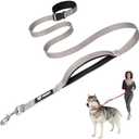 TSPRO Hands Free Dog Leash for Medium to Large Dogs, Adjustable Durable Leash with Comfortable Safety Padded Handle, Heavy Duty Metal Clasp for Walking, Running, Training (Gray), L