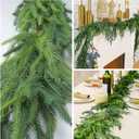 Jutom 1 Pcs 6 Feet Christmas Norfolk Pine Garland Realistic Artificial Faux Greenery Cedar Garland for Mantle Holiday Indoor Outdoor Fireplace Winter Christmas Decorations