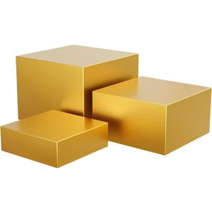 Metal Display Stands for Buffet Table - Black & White Cake Risers, Cupcake Stand for Wedding, Party, Catering Supplies, Elegant Food Risers for Displaywith 3Pcs Hollow Bottoms 6''x7''x8'', Sturdy & Modern (Gold, (6,7,8)''-1 set)