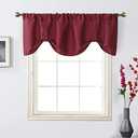 Home Queen Tie Up Curtain Valance Window Treatment for Living Room,Adjustable Balloon Rod Pocket Drape Valence,Set of 1,54 X 20 Inch,Burgundy (Cranberry Red)