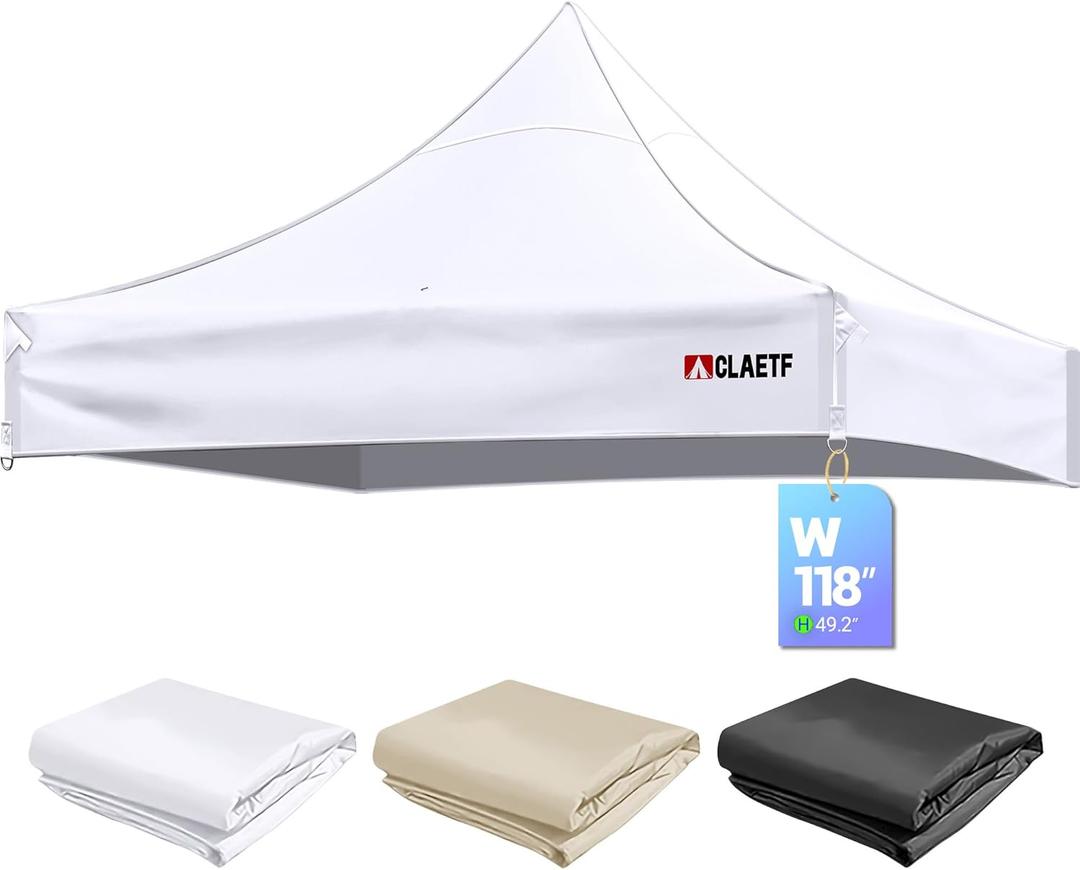10x10 Canopy Replacement Top for Pop Up Canopy Tent - 4 Drainage Holes10x10ft Canopy top Suitable for Most of The Standard Canopy(top only, White)