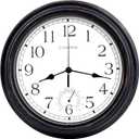12 Inch Retro Indoor Outdoor Clocks Waterproof with Thermometer Easy to Read Silent Quality Quartz Vintage Bathroom Clock Battery Operated for Patio,Home,Garden Decor (Bronze), 12*12*2.1inch