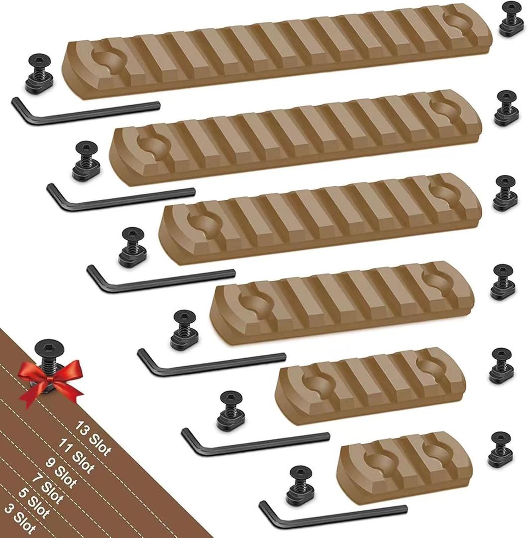Single Picatinny Aluminum Accessory Rail Set 3 5 7 9 11 13 Slots with 13 T-Nuts & Screws, 6 Wrench
