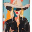 Western Cowgirl Wall Art Funky Wild WestWall Wall Decor Trendy Vintage Abstract Canvas Prints women Aesthetic Painting for Dorm Apartment Bedroom Posters Pictures Framed 24x16