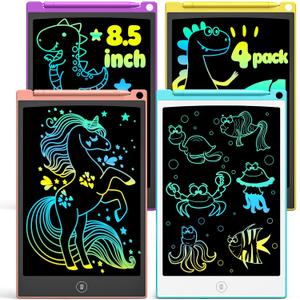 TECJOE LCD Writing Tablet Set, 8.5 Inch Colorful Doodle Board Drawing Tablet for Kids, Kids Travel Games Activity Learning Toys Birthday Gifts for 3-6 Year Old Boys Girls Toddlers Preschooler (Blue & Pink & Yellow & Purple)