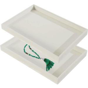 2pcs/Set Velvet Jewelry Tray, Grids Large Storage Tray for Bracelet Bangle Beads Display, Jewellery Organizer Box Tray for Home Drawer or Shop Store Selling Show (Beige Velvet)