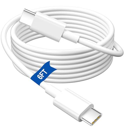 6FT USB C to USB C Charger Cable for Google Pixel Fast Charging,45W White USB Type-C Power Charging Cord for Pixel 10 9 Pro XL10a 9a 8a 8Pro 7a,for iPhone 17 16 Pro Max/Samsung S26 S25 S24 S23 ZFold 7