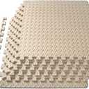 ProsourceFit Puzzle Exercise Mat  in, EVA Interlocking Foam Floor Tiles for Home Gym, Mat for Home Workout Equipment, Floor Padding for Kids, Cream, 24 in x 24 in x  in, 24 Sq Ft - 6 Tiles