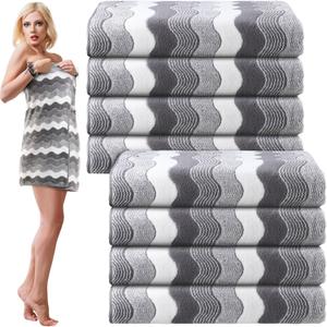 8 Pack Microfiber Bath Towels Bulk 27'' x 60'' Oversized Bath Towel Highly Absorbent Extra Large Shower Sheets Soft Drying for Beach Pool Bathroom Salon Party(Grey)