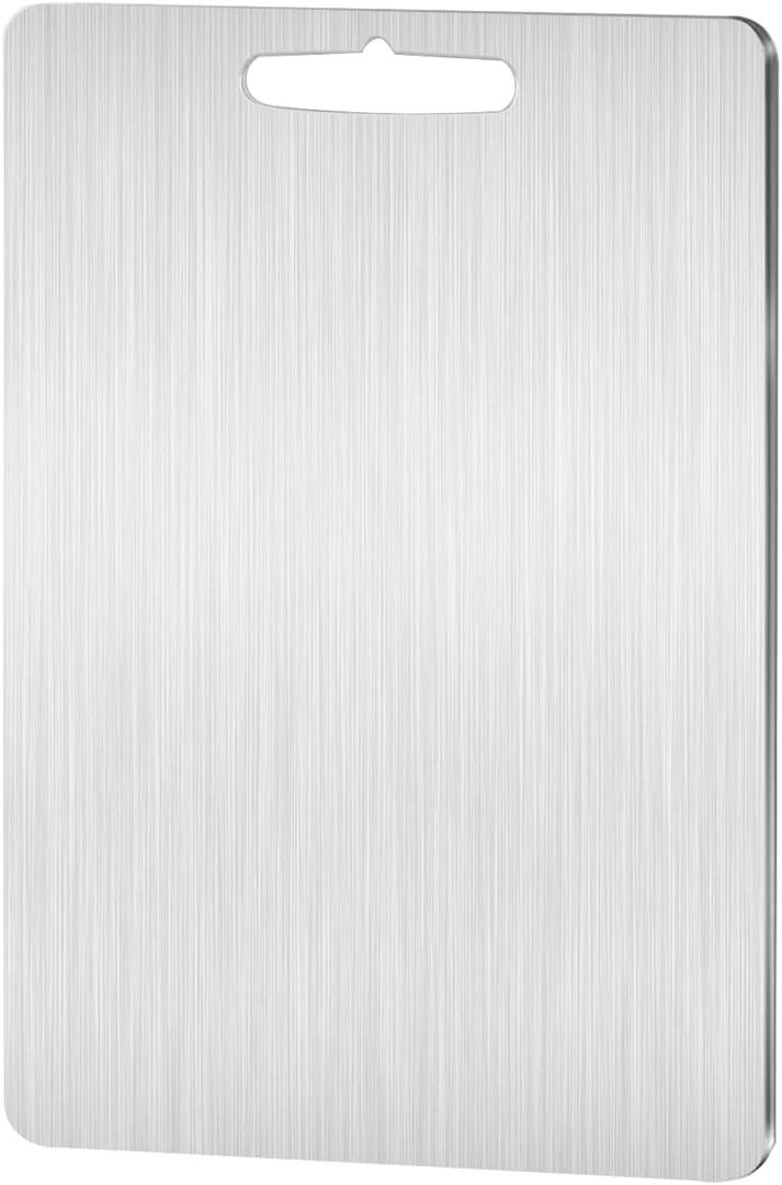 Titanium Cutting Board, Double Sided Stainless Steel Non Toxic Cutting Boards for Kitchen, Food-Grade chopping Board for Cutting Meats, Fruits And Vegetables (12x8in)