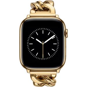 V.R.HOPE Gold Apple Watch Bands for Women, Designer Cowboy Chain Bracelet Strap Compatible with Apple Watch 38mm 40mm 41mm 42mm, Dressy Stainless Steel Metal Band for iWatch Series11/10/9/8/7/6/5/4/3/2/1/SE3(Gold)