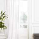 Solino Home White Linen Curtain 45 Inch, Light Filtering Rod Pocket Curtain 52 x 45 Inch, 100% Pure Linen European Flax Window Treatment for Living Room, Bedroom