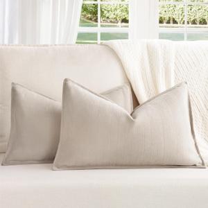 ZWJD Beige Lumbar Pillow Covers 12x20 Set of 2 Chenille Throw Pillow Covers with Elegant Design Soft and Luxurious Decorative Throw Pillows for Couch, Bed, and Home Decor ZWJD Beige Lumbar Pillow Covers 12x20 Set of 2 Chenille Throw Pillow Covers with Elegant Design Soft and Luxurious Decorative Throw Pillows for Couch, Bed, and Home Decor