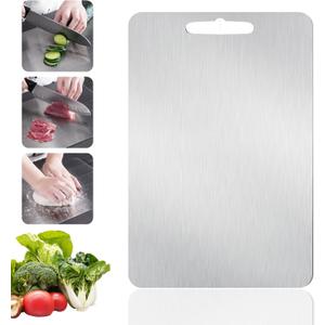 Stainless Steel Cutting Board, Double Sided Cutting Boards for Kitchen, SUS 316 Food-Grade Non Toxic Stainless Steel Chopping Board for Meat, Fruit and Vegetable (13.2 x 9.1 in)