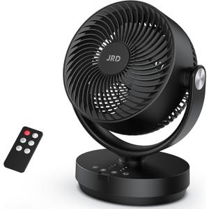 JRD Air Circulator Fan for Bedroom, 13Inch 28dB Quiet Table Fan with Remote, 90Oscillating Fan, 120 Adjustable Tilt, 3 Speeds, 7H Timer, Powerful Desk Fan for Whole Room Home Office (Black)