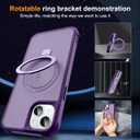 Compatible with iPhone 15 Case with Invisible Magnetic O-Ring Stand Military-Grade Translucent Case for iPhone 15 6.1" [Compatible with Mag-Safe][Great Grip Feeling], Purple