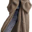 Womens Long Sleeve Cardigan Sweaters Open Front Knit Long Cardigans Duster with Pockets 2024 Fall Winter Oversized Coat (US, Alpha, Medium, Regular, Regular, Khaki)