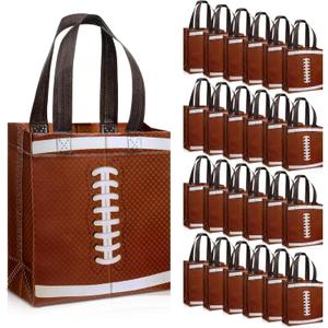 Huhumy 24 Pcs Football Party Favor Bags Treat Goodie Snack Gift Bags with Handles for Sports Team Gift Birthday Party Supplies