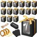 Fulmoon 50 Pack Gift Boxes for Wine Glass Transparent Gift 9 oz Stemless Glass Paper Packaging Box with Ribbon Tag Hemp Rope for Wedding Bridal Shower Baby Shower Birthday(Black)