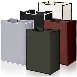 Bonuci 5 Pcs Laundry Sorter Replacement Bags Hamper Cart Removable Replacement Laundry Storage Organizer Bag Hamper Liner, No Hooks 14.76 x 8.66 x 21.65 Inch (Brown,Gray,Beige,Black,Green)