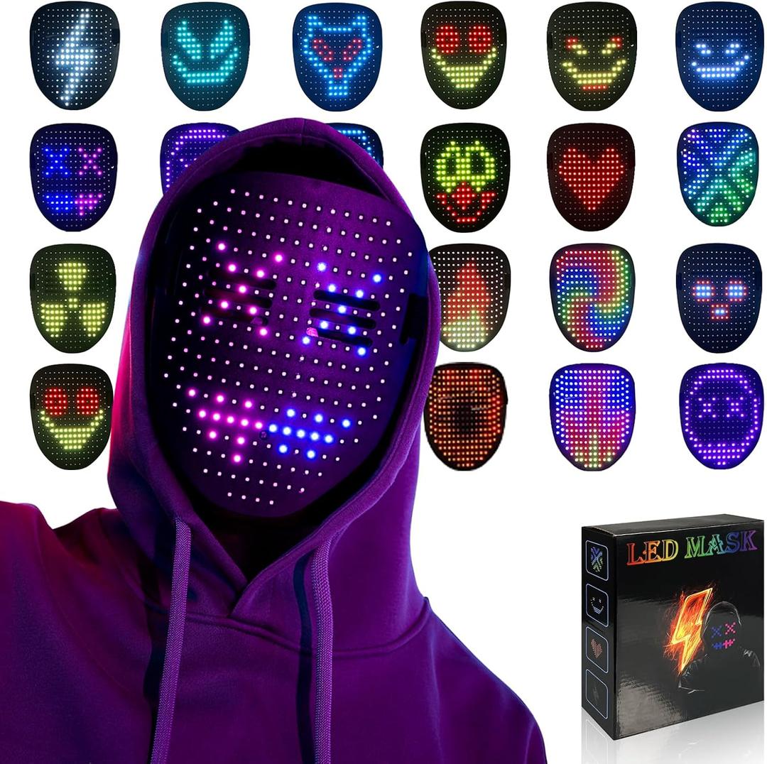 MOYACA Led Mask Light up Mask with Gesture Sensing, Cool Glowing Toys Masks Great Gift for Halloween Christmas Costume Party (Black)