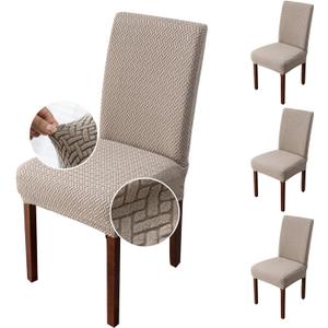 Genina Chair Covers for Dining Room Set of 4 Dining Chair Cover Stretch Kitchen Parsons Chair Covers,Khaki