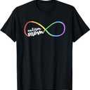 Family Autism Awareness Mom Rainbow Infinity Symbol T-Shirt (Small, Black)