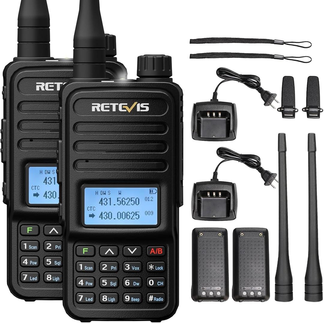Retevis RT85 Handheld Ham Radio,Emergency Walkie Talkies Long Range,Dual Band,Built in VFO,200CH,VOX,FM,DTMF,Flashlight,1400mAh,Portable Two Way Radio for Survival Preppers Snowstorm Off-Grid(2 Pack)
