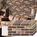 Brick Wall Panels Peel and Stick - 3D Faux Textured Stone Wallpaper - 20 Pcs Self Adhesive Waterproof Foam Tiles for Bathroom - Red Fireplace Decor Wallpanel - Kitchen Backsplash Covering Walls Tile