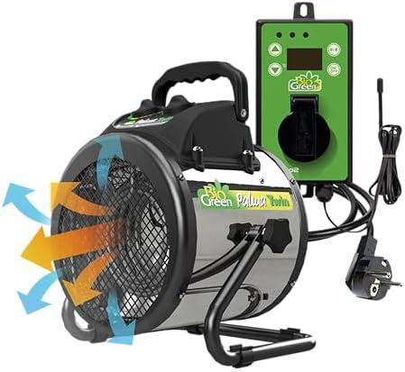 Bio Green PAL 2.0/USDT Palma Greenhouse Heater with Thermostat - Fast Heating, Grow Tent Heater, Greenhouse Fan, Outdoor Heater & Electric Garage Warmer - 11”x 8”x12.5" - 110v Heater 