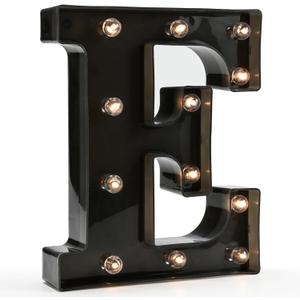 OYCBUZO Light Up Black Alphabet Marquee Letters Sign LED Marquee Number Lights Sign for Night Light Home Bar Christmas Lamp Birthday Party Wedding Decoration E