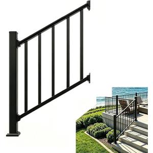 Aluminum Deck Railing Kit, Modular 38,5H inch ×4f L Stair Railing Kit for Outdoor Steps,Heavy Duty Balustrade System for Deck, Porch, Patio & Balcony (1 Post, 1 Panel)
