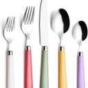 ANNOVA Silverware Set 20 Pieces Stainless Steel Cutlery Color Handle Flatware - 4 x Dinner Knife; 4 x Dinner Fork; 4 x Salad fork; 4 x Tablespoon; 4 x Teaspoon (Mix Solid)