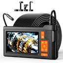 33FT Dual Lens Endoscope Camera with Light, 4.3" Borescope with Photo/Video, IP67 Waterproof with 8 LED Lights, Semi-Rigid Snake Cable, Inspection for Pipe, Engine & HVAC
