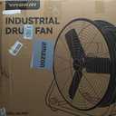 VAGKRI 24 Inch Industrial Drum Fan, 320W High Velocity Floor Fan, 3 Speed Heavy Duty Metal Air Circulator, 360 Tilt with Casters Handle ETL Standard for Patios, Warehouse, Commercial,Basement