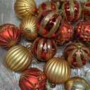 SHareconn 28ct 2.36 Inch Christmas Tree Balls Ornaments, Colored Shatterproof Plastic Decorative Baubles Decorations for Xmas Tree Decor Holiday Party Wedding Decoration (Red & Gold, 60mm)
