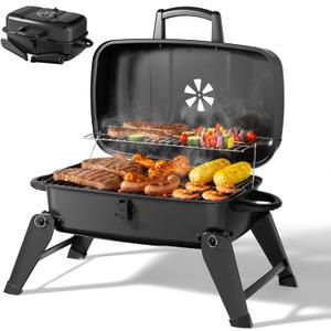 MASTER COOK Portable Charcoal Grill, Foldable Lightweight BBQ Grill with 330 sq.in. Cooking Area and Adjustable Air Vent Outdoor RV, Hiking, Camping, Patio, Tailgating
