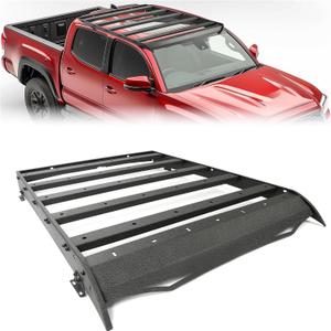 ECOTRIC Roof Rack Compatible with 2005-2023 Toyota Tacoma 2nd 3nd Gen Double Cab Models Rooftop Luggage Cargo Carrier Basket 350LBS w/o Light No Drilling
