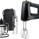 Braun MultiMix 5 Hand Mixer, 350W Electric Mixer with Chopper, SmartMix Tech, 9-Speed + Turbo, MultiWhisk, Dough Hooks, Soft-Grip Handle, Lightweight Design, Black