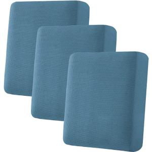 H.VERSAILTEX Super Stretch Individual Seat Cushion Covers Sofa Covers Slipcover Sets Thick Jacquard Textured Twill Fabric (3 Piece, Dusty Blue)
