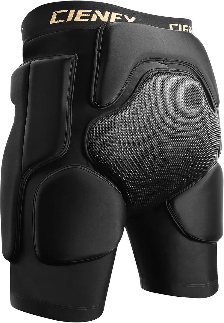 Cienfy Protective Padded Shorts EVA Crash Pants for Snowboarding | Skiing, Skating, Skateboarding, 3D Hip Protection, Nylon Fabric, Impact Resistance, Breathable, Hook & Loop, XS