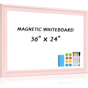 White Board for Wall, 36'' x 24'' Magnetic Dry Erase Board, Pink