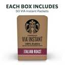 Starbucks VIA Instant Coffee, Dark Roast Coffee, Italian Roast, 100% Arabica, Single-Serve, 1 Box (50 Packets) (EXP 03/09/27)