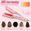 Curling Iron Crimper Hair Tool - ZWIKAGEF Hair Crimper Curling Wand, Curling Iron with Ceramic 3 Barrel for Short Hair Women, Dual Voltage, Anti-Scald, 1.25 Inch