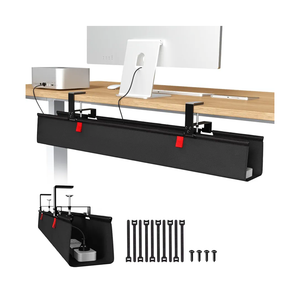 Univivi No Drill Under Desk Cable Management Tray, 36" Cord Organizer for Table, Clamp/Screw Mount Desk Cable Management, Premium Fabric Cable Management Tray for Office, Home