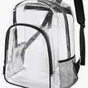 Fomaris Clear Backpack Heavy Duty Clear Bookbag with Sturdy Straps Transparent Backpacks for School College Work (Black)