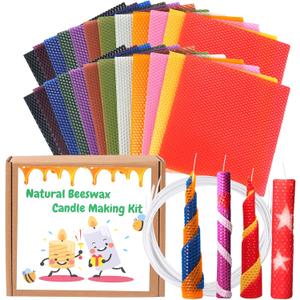 Nafziger 24 Pack 8x8 Inch Beeswax Sheets for Candle Making Kit Starter, Kids & Adults DIY Craft Gift