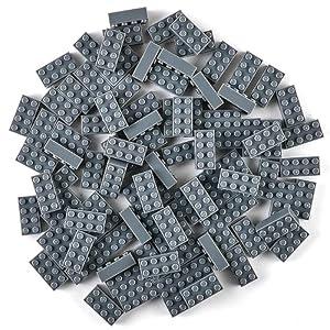Strictly Briks Building Blocks Starter Set - Creative Play Kit & Toy Kit - Durable Stackable Blocks - Building Brick Compatible with Major Brick Brands - Gray 2x4, 96 Pieces