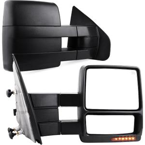YITAMOTOR Towing Mirrors Compatible with 2007-2014 Ford F150 Series Pickup Power Heated with LED Signal and Puddle Light Tow Mirrors Pair set, 18.5 Inches and 21.26 Inches